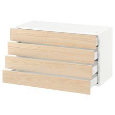 a white and wood drawer with three drawers