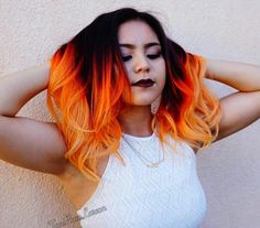 Fire Ombre Hair, Crazy Colour Hair Dye, Ombre Hair Ideas, Red Ombre Hair, Blond Ombre, Fire Hair, Long Red Hair