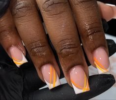 Orange Acrylic Nails, Orange Nail Designs, French Acrylic Nails, Acrylic Nails Coffin Short, Short Acrylic Nails Designs, Pink Acrylic Nails