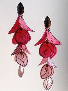 Graduated Pink Flip Blossom Earrings: Carol Windsor: Silver & Paper Earrings | Artful Home Tin Jewelry Diy, Paper Brooch, Dna Art, Paper Jewellery, Tin Jewelry, Artsy Jewelry, Jewelry Making Business, Clay Works, Shrink Art