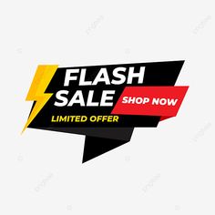 a flash sale banner with the text limited offer on it in black, yellow and red colors