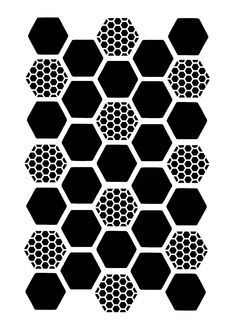 an abstract hexagonal pattern made up of black and white circles