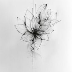 a black and white drawing of a flower