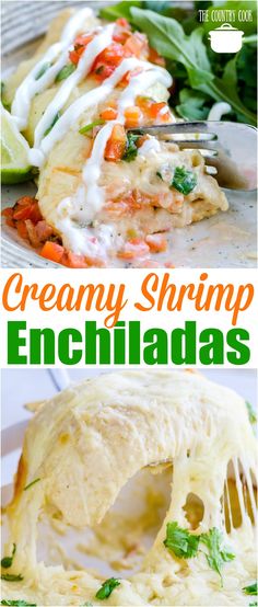 creamy shrimp enchiladas are an easy dinner recipe