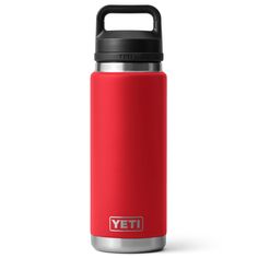 the yeti water bottle is shown in red