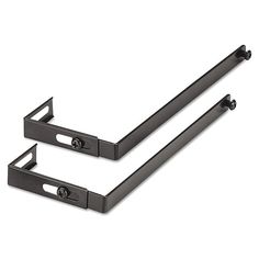 two black metal brackets on a white background