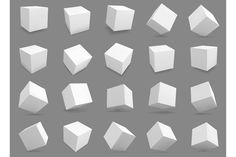 white cubes and boxes on a gray background