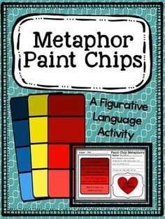 a poster with the words metaphor paint chips and an image of a book