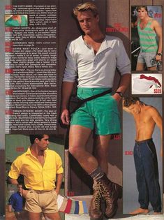 Vintage Aesthetic Outfits, 80s Summer, Army Shorts, 80s Mens