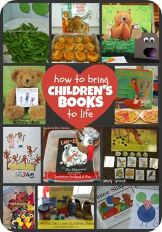 children's books and crafts are featured in this collage