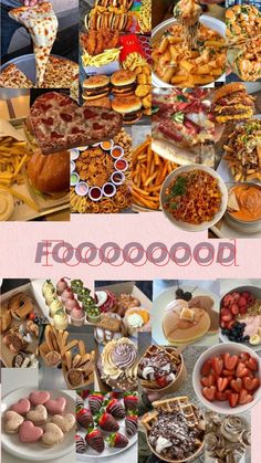 there are many different pictures of food on this page, including breads and pastries