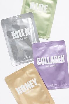 Innovative Korean skincare masks for every skin concern, these single-use sheet masks provide the specific ingredients your complexion needs to look its best. Collagen: boosts skin firmness by building elasticity and delaying the appearance of wrinkles. Aloe: soothes and hydrates while reducing inflammation and irritation. Milk: softens and improves elasticity, while acting as a gentle peel to remove dead skin. Honey: imparts radiance and retains moisture, while detoxifying and clearing the pore Cleansing Mask, Skincare Packaging, Face Mask Fashion, Skin Care Mask, Cruelty Free Skin Care, Fashion Face Mask, Dehydrated Skin, Sheet Mask, Healthy Glow