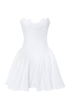 Introducing the stunning Sacha drop waist dress in crisp white, the perfect blend of style and confidence for summer. This chic mini dress boasts a timeless hue that exudes elegance, ensuring you stand out in any crowd. Crafted with a non-slip band for secure wear and functional pockets, you can dance the night away without worry. The delicate lace trim on the top adds a touch of sophistication, enhancing the allure of this eye-catching piece. Whether you're attending a cocktail party or a night Puffy Mini Dress, Endless Fashion, White Mini Dress Graduation, Waist Corset, Drop Waist Dress, Corset Mini Dress, Dropwaist Dress, Waist Dress, Drop Waist