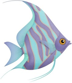 a blue and purple fish with yellow eyes