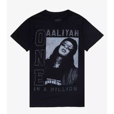 Aaliyah One In A Million Graphic T-Shirt - S This Tee Is Perfect For A Throwback Or Y2k Look. It Is A Portrait Graphic Tee Featuring Aaliyah And Her One In A Million Album. It Is A Black And Gray Tee. New Without Tags. Fabric: 100% Cotton Pit To Pit:17in Waist (Un-Stretched):17.5in Shoulder-To-Hem:28in Shoulder To Shoulder: 16.5in (Approximate- All Measurements Are Taken Straight Across The Garment Laying Flat And Unstretched) Tags: Band Tee, Graphic Tee, Tshirt, Aaliyah, Y2k Aaliyah Y2k, Aaliyah Tshirt, Aaliyah One In A Million, Aaliyah Shirt, Aaliyah T Shirt, Hot Topic Shirts, Grey Jacket Women, 19th Birthday, Tall Hoodies