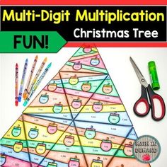 a christmas tree is shown with scissors and crayons to make it look like they are