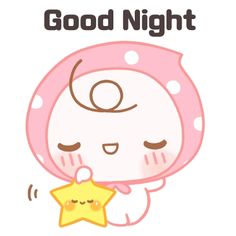 a cartoon character holding a star with the words good night