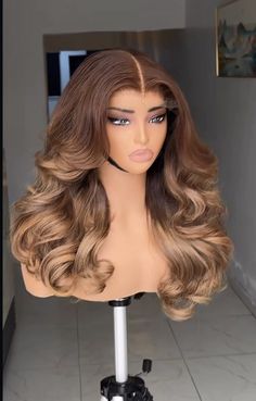 26 Inch Ombre Chocolate Brown Blonde Body Wave Lace Front Wigs 4# Honey Blonde 13x4 HD Lace Frontal Glossy Pops, Pretty Hair Color, Black Hairstyles, Curly Hair Tips, Pretty Hair, Beauty Skin Care Routine, Color Hair, Hair Tips, Wig Styles