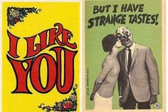 two posters with the words i like you and an image of a man in a suit