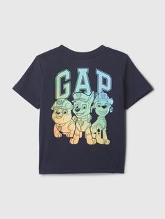 Soft cotton-blend graphic T-shirt.  Crewneck.  Short sleeves.  Gap arch logo with Paw Patrol graphics at front.  This T-shirt is made with 40% recycled polyester.  Using recycled materials helps to conserve resources and reduce waste.  Straight, easy fit.  Hits at the hip.  Sizes range from baby to toddler. Paw Patrol Logo, Baby Boy Tops, Arch Logo, Boys Graphic Tee, Christmas Puppy, Reduce Waste, Cookie Monster, Knitted Tshirt, Dark Night