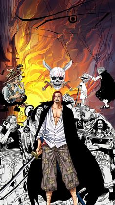 an image of a man standing in front of a bunch of skulls and other things