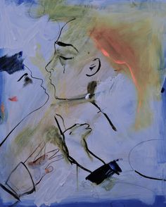 an abstract painting of a woman with her eyes closed