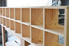 the shelves are made out of plywood and have no doors or drawers on them