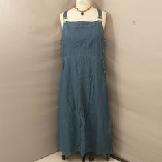 Unworn, With Original Tag, 100% Cotton Denim. Skirt - Dress - Jumper With Classic Overall Styling. Condition Very Good, One Faded Area Lower Left Side -See Last Pic. Adjustable Length Straps. Silver Hardware . Plus Size, 2x. Waist 42". Waistband To Hem 36". Vintage Bib Front Denim Jumpsuit In Medium Wash, Vintage Midi-length Denim Dress In Medium Wash, Vintage Blue Cotton Overalls, Vintage Denim Blue Overalls, Gold Evening Gown, Vintage Dark Wash Bib Front Overalls, 1940 Dress, Hemp Dress, Barbie Pink Dress