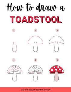 how to draw a toadstool step by step instructions for kids and beginners