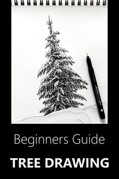 Beginners Guide to Tree Drawing with Pen & Ink Steps For Drawing, Tree Pencil Sketch, Drawing With Pen, Draw Trees, Pine Tree Drawing, Drawing Trees, Tree Drawings, Pencil Trees, Pencil Drawing Tutorials