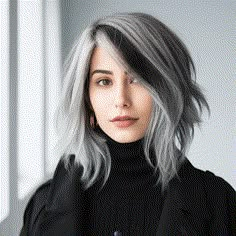 Gray Hair Money Piece, Gray Money Piece Hair Brunette, Gray Money Piece Hair, Grey Money Piece Hair, Icy Blonde Highlights On Dark Hair, Graying Gracefully, Bob Hairstyle Ideas, Silver White Hair, Grey Hair Inspiration