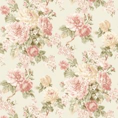 an image of a floral wallpaper with pink and white flowers on grey background in pastel tones