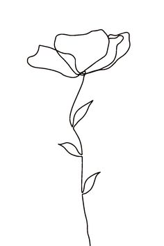 a black and white drawing of a single flower