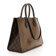 This is an authentic LOUIS VUITTON Reverse Monogram Giant Onthego MM. This limited edition tote features oversized and smaller versions of the classic Louis Vuitton monogram printed in brown on coated canvas. The bag features rolled top handles and long shoulder straps that can be tucked away inside the bag, accented with polished gold tone hardware. The top is open to a spacious red fabric interior with zipper and patch pockets. Onthego Mm, Louis Vuitton Monogram Bag, Louis Vuitton Totes, Louis Vuitton Damier Azur, Monogram Bag, Monogram Prints, Louis Vuitton Shoulder Bag, Weekender Tote, Red Fabric