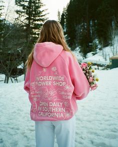 "Flower Shop" Oversized Lux Hoodie in Vintage Washed Pink Hoodie Wishlist, Aura Clothing, Dandy Worldwide, School Wishlist, Hoodie Outfits, Wishlist 2024, Preppy Stuff, Preppy Clothes, Trendy Hoodies