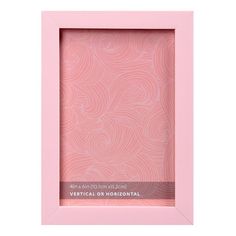 a pink frame with an abstract pattern on the front and bottom, it is empty