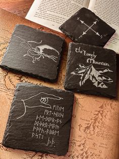 The Hobbit Slate Coasters Enjoy Your Coffee, Second Breakfast, The Map, The Hobbit, Art Designs, Coasters, Original Art