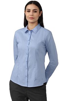 Van Heusen Women Shirt Blue Shirt, Outfit Accessories