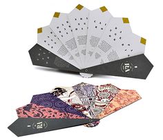 six different types of folded cards with numbers on the front and back, all in various colors