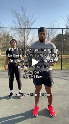 two people standing on a tennis court with the words pov try to explain to women in