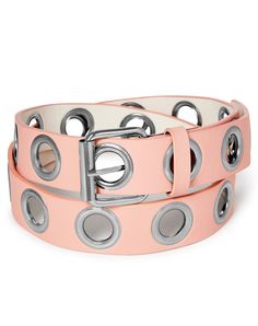 Hoping to accessorize your look? Take your style to the next level when you get this Pink Large Eyelet Belt. Add a spark to your favorite outfit! Exclusively at Spencer's Dimensions: 44" H x 1.5" W Material: Polyurethane Care: Spot clean Imported Eyelet Belt, Fashion Belts, Belt Buckles, Next Level, Favorite Outfit, Your Style, Pink