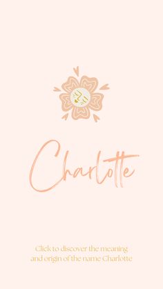 a pink and gold wedding card with the word charlotte written in cursive writing