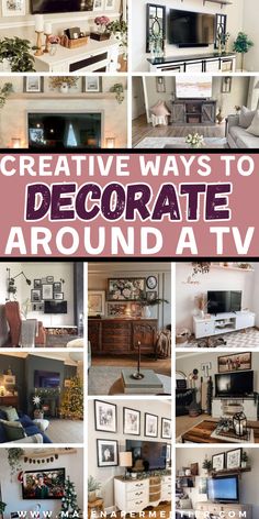 how to decorate around a tv Fake Candles, Vintage Lanterns, Statement Wall