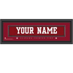 a red and black frame with the words your name on it, in white lettering