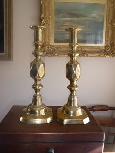 I have for sale a Beautiful pair of Victorian Candle Sticks  Solid Brass The Queen of Diamonds  Date 1897 - 127 years old  They measures 12" high  In good condition could use a good cleaning  They do not have a working pushup  Thanks for looking Victorian Candle, Victorian Candles, Brass Candle Sticks, Queen Of Diamonds, Candle Sticks, Brass Candle, Brass Candlesticks, Candlestick Holders, Antique Victorian