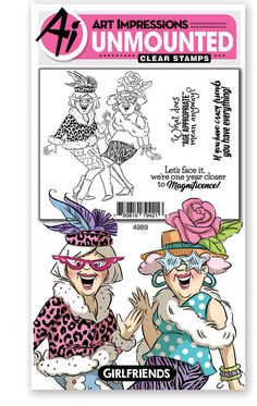 an image of two women in hats and dresses with the words art impressionss unmounted clear stamps