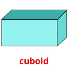 a cube with the word cuboid in red and blue on it's side