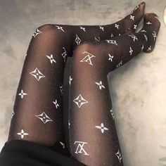 Edgy Glam, Legs Outfit, Monogram Hats, Printed Tights, Stocking Tights, Fashion Tights, Ladies Clothes, Fashion Group, Night Wear