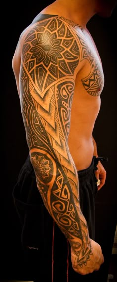 a man with tattoos on his arm and shoulder