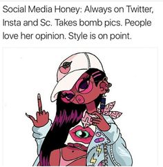 an image of two women on twitter with the caption tweet social media honey always on twitter, insta and s c takes bomb pics love her opinion style is on point